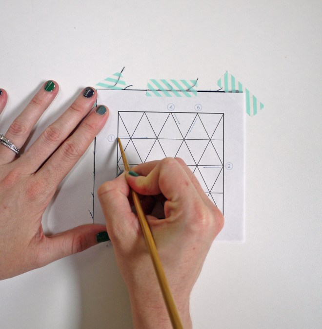 transferring a pattern, sashiko tutorial by Saké Puppets