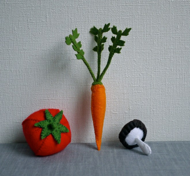 Veggies in a line.