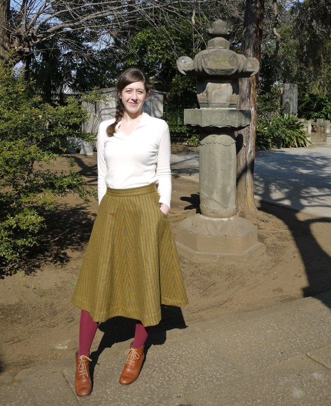 Sewaholic skirt, vintage wool