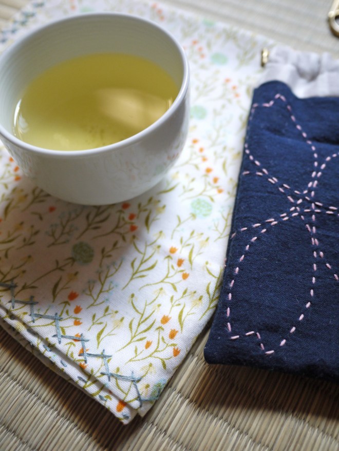 afternoon sun, stitching, tea