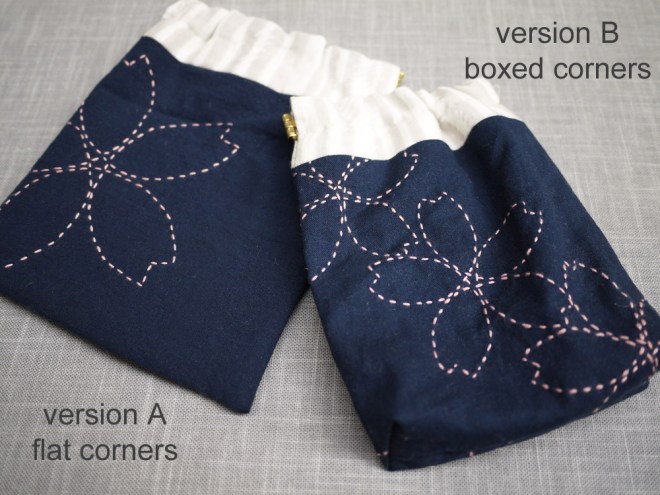 sakura sashiko diy embroidered pouch kit