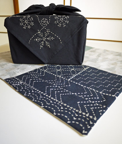 furoshiki as tablecloth by Saké Puppets