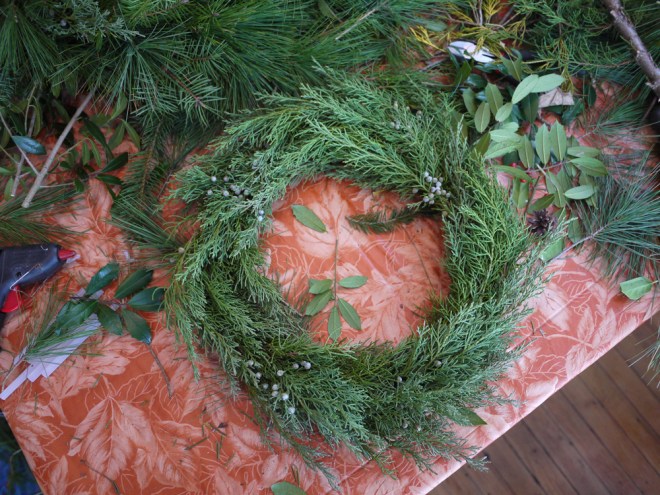 My first attempt! A juniper wreath 