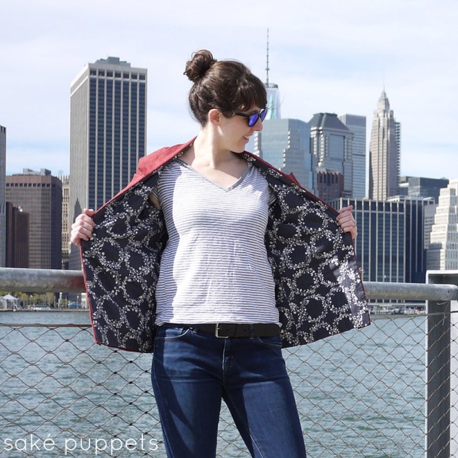 Saké Puppets for Miss Matatabi Makers, ByHandLondon Victoria blazer in linen and nani IRO