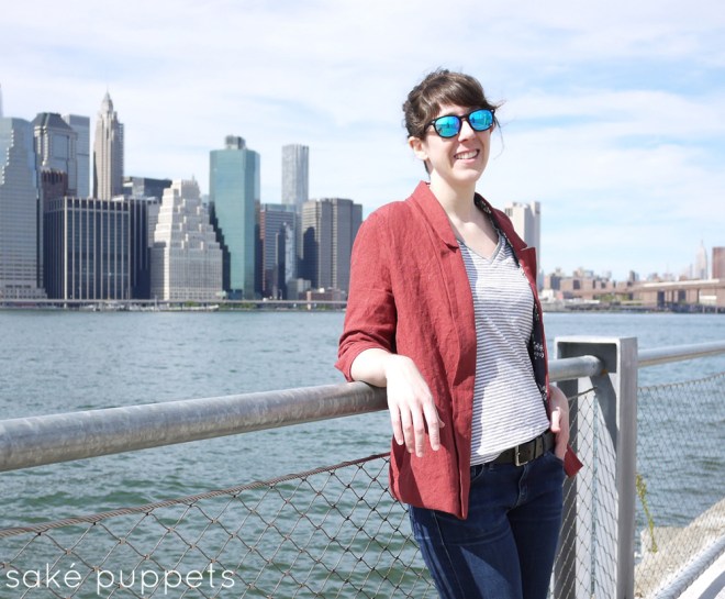 Saké Puppets for Miss Matatabi Makers, ByHandLondon Victoria blazer in linen and nani IRO