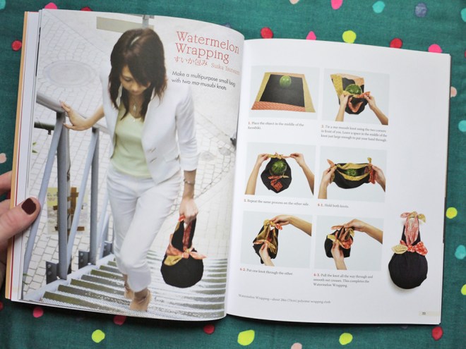 How to wrap a watermelon, from Wrapping with Fabric, Tuttle Publishing via SakéPuppets.com